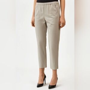 DROMe Soft Leather Pants with Waist Elastic Band